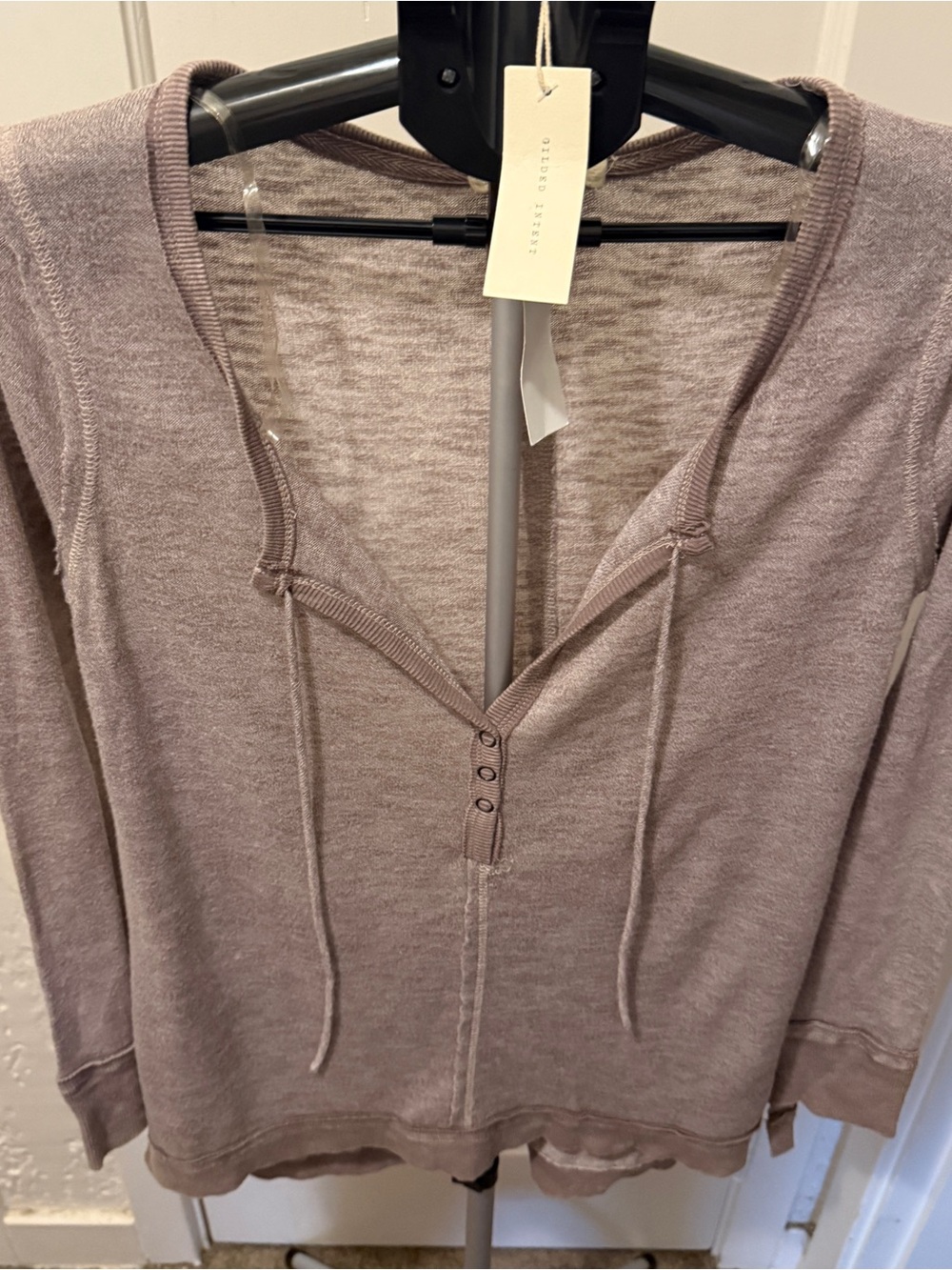 Gilded intent Cozy Henley Hoodie Top